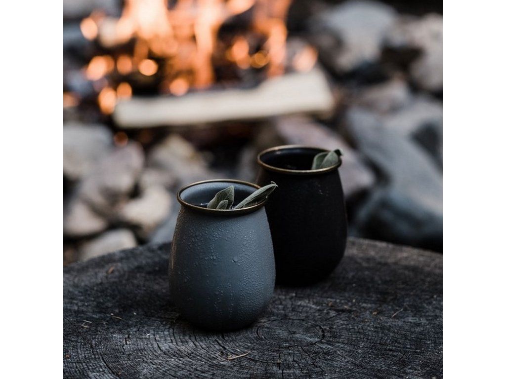 Sada smaltovaných sklenic Tumbler černá BAREBONES | 600ml | 2ks