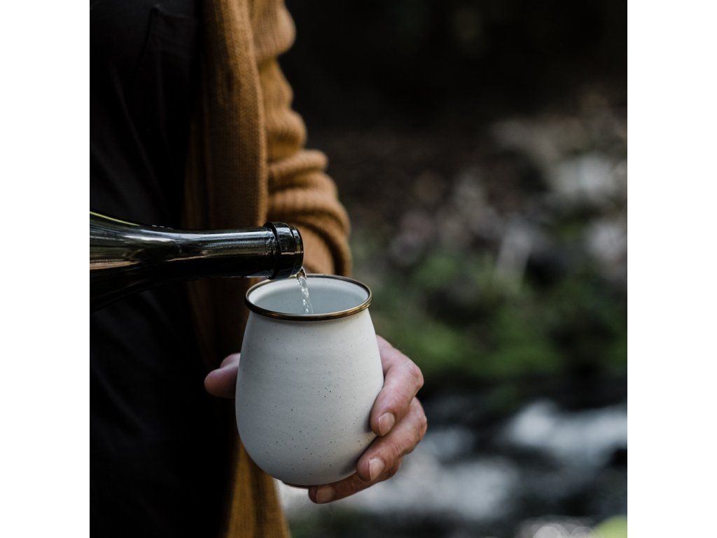 Sada smaltovaných sklenic Tumbler bílá BAREBONES | 600ml | 2ks