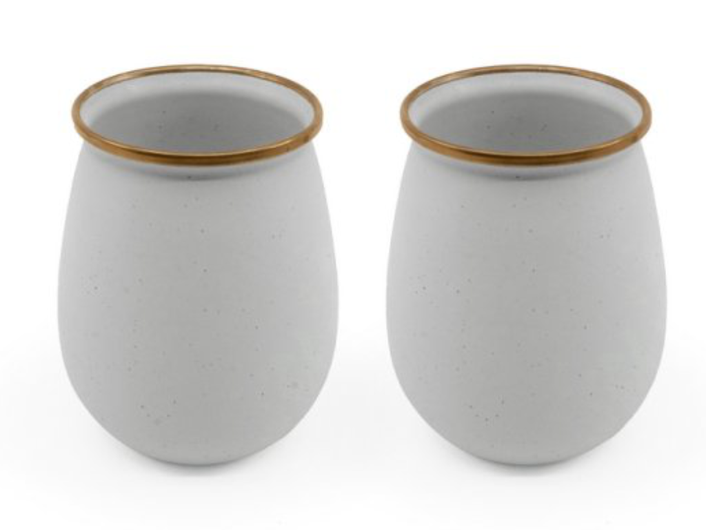Sada smaltovaných sklenic Tumbler bílá BAREBONES | 600ml | 2ks – Stylový design