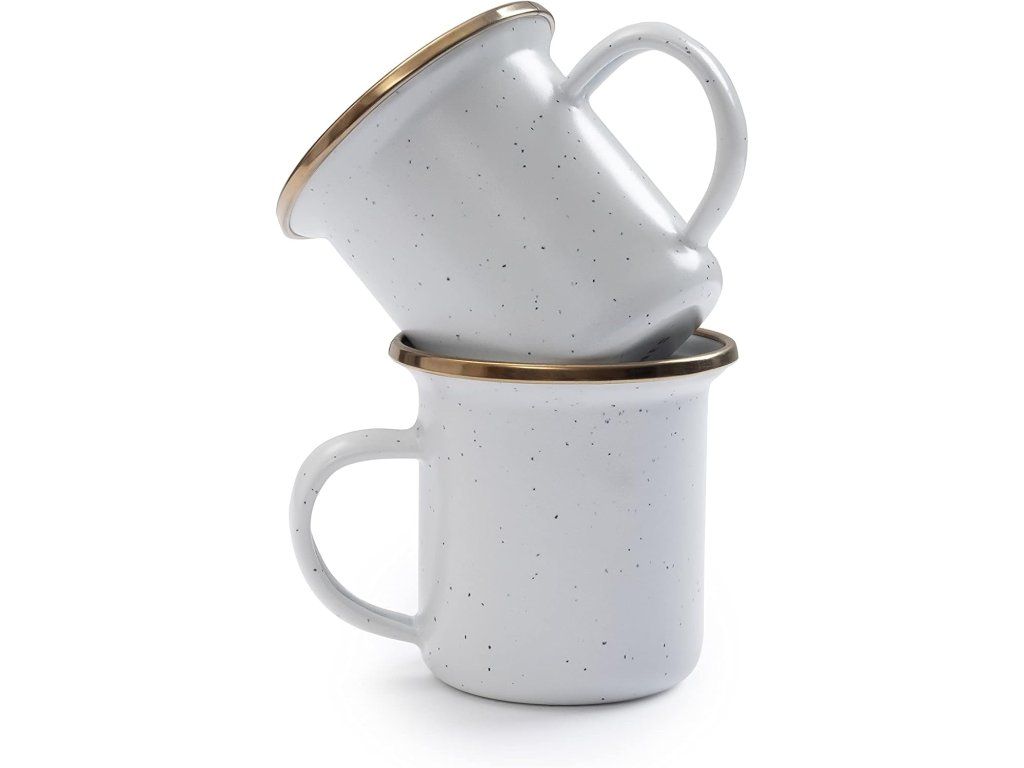 Smaltované hrnky na espresso bílé BAREBONES | 148ml | 2ks – Jedinečnost každého kousku