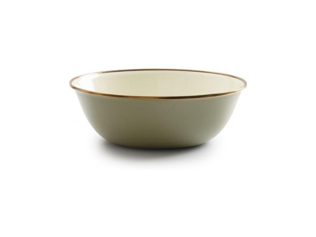 Smaltované misky olivové BAREBONES | průměr 15cm | 2ks – Odolný materiál