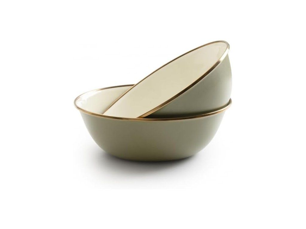 Smaltované misky olivové BAREBONES | průměr 15cm | 2ks – Elegantní design