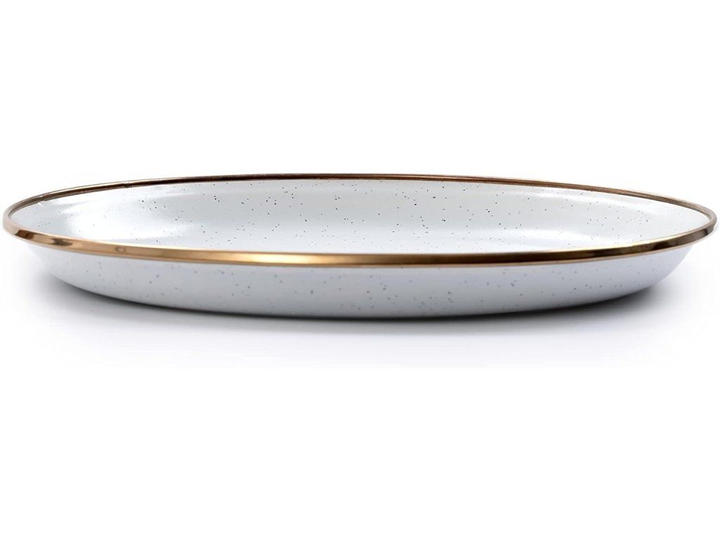 Sada smaltovaných talířů bílá 2ks BAREBONES | průměr 28cm – Klasický design s moderní aktualizací