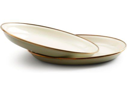 Sada smaltovaný olivových talířů 2ks BAREBONES | průměr 28cm