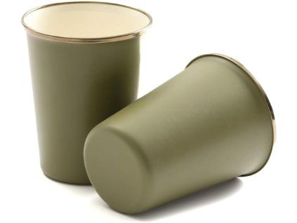 Sada smaltovaných kelimků Tumbler olivové BAREBONES | 600ml | 2ks