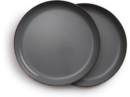 Sada smaltovaný šedých talířů na salát 2ks BAREBONES | průměr 28cm