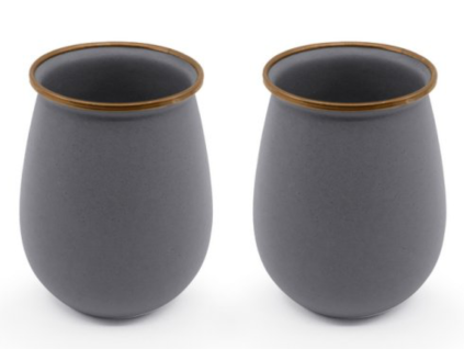Sada smaltovaných sklenic Tumbler šedé BAREBONES | 600ml | 2ks